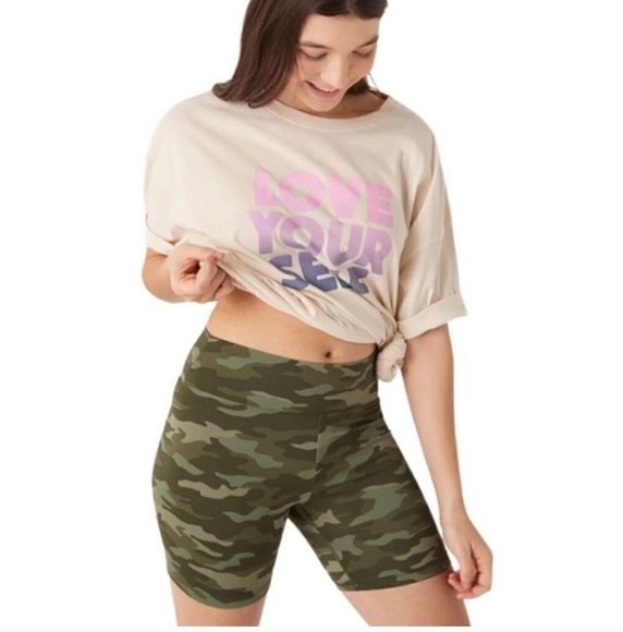 PINK Earthy Camo Green Women's Shorts - Picture 1 of 5